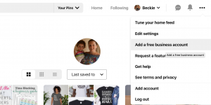 Screenshot of Pinterest