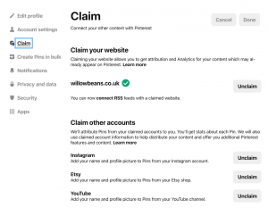 Screenshot of Pinterest