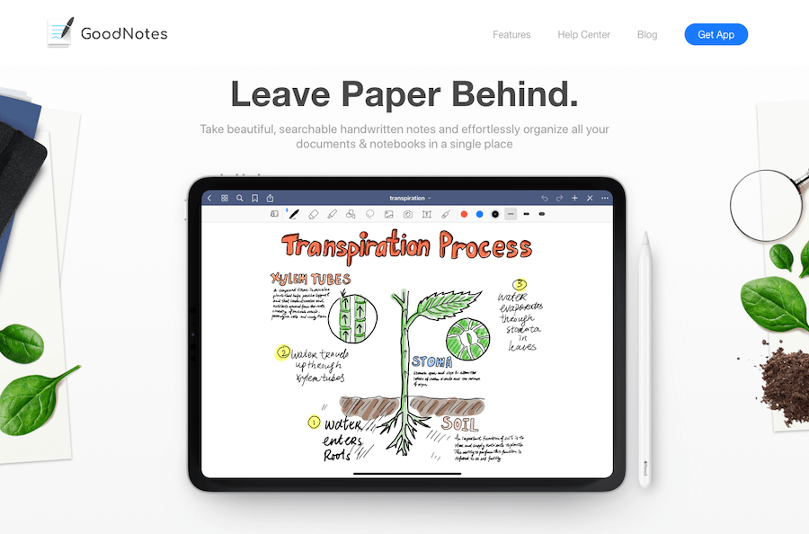 Screenshot of Goodnotes Homepage